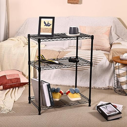 Elevon 3-Shelf Adjustable, Heavy Duty Storage Shelving Unit (350 lbs Loading Capacity per Shelf), Steel Organizer Wire Rack, Black (23.2" L x 13.4" W x 30.3" H)