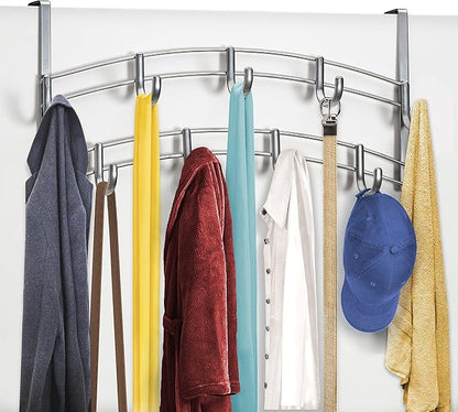 LYNK Professional® Home™ Over The Door Hooks - 9 Hook Over The Door Hanger - Over Door Coat Rack - Hanging Towels or Clothes - Bathroom, Bedroom or Laundry Room - Lifetime Ltd. Warranty – Platinum