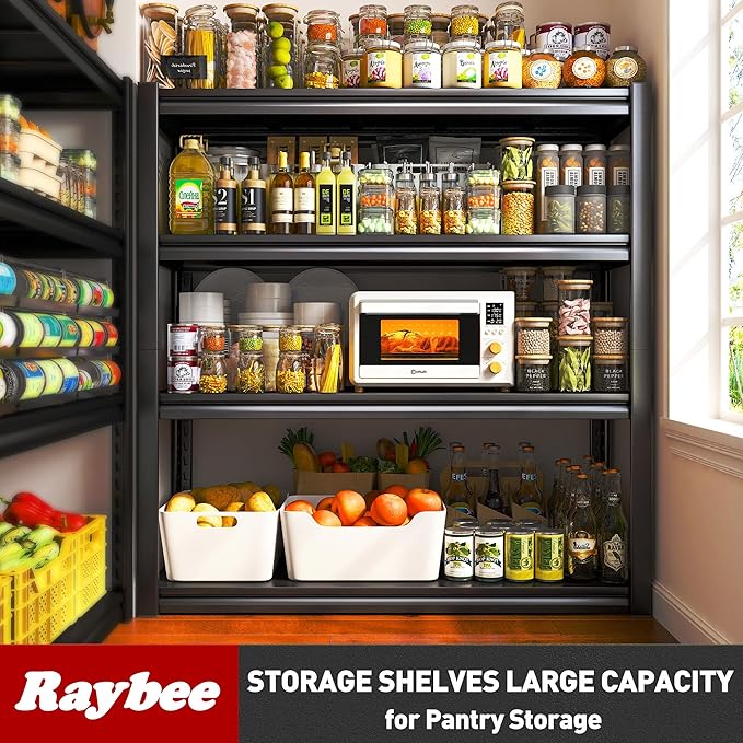Raybee 40" W Garage Shelving 2000 LBS Storage Shelves 4 Tier Heavy Duty Shelving Adjustable Metal Shelves for Garage,Basement, Warehouse, 40" W x19 D x57 H, 2 Pack