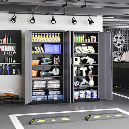 72" Metal Locker Storage Cabinet,72" Tall Locking Cabinet with Doors and Adjustbale Shelves,File Cabinets for Basement,Garage,Home Office