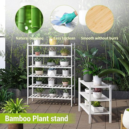 BMOSU 3-Tier Bamboo Shoe Rack Premium Stackable Shoe Shelf Storage Organizer for Hallway Closet Living Room Entryway Organizer(White Bamboo)