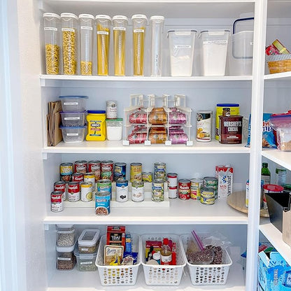 FIFO Can Tracker 4-Pack - 3-Tier Rotating Food Can Organizer for Pantry, Expandable Soda Can Storage for Kitchen, Holds 54 Cans of Food or Soda