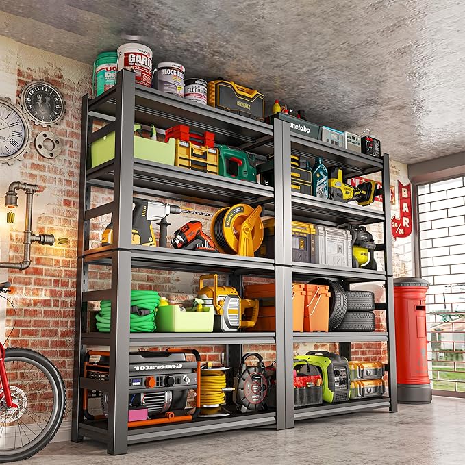 Heavy Duty Storage Shelves, 5-Tier Metal Shelving Unit, Adjustable Steel Shelves, Industrial Metal Shelving, for Warehouse Workshop, Garage, Basement Storage, Black（72" Hx35.4 Wx15.7 D）