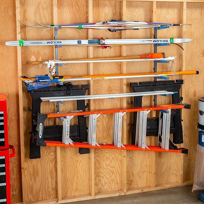 ROCKLER 6-Tier Lumber Storage Racks, Wall Mounting Shop, Basement, or Garage Organizer | Wall Storage Garage Shelf to Keep Lumber, Molding, & More - Workshop Organizers and Storage Hold up to 110 lbs