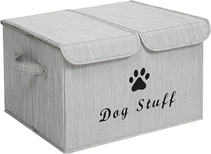 Morezi Dog toy box with lid storage organizer perfect basket for toys living room, playroom, closet, home organization and storage - Bamboo Gray