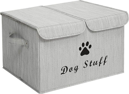 Morezi Dog toy box with lid storage organizer perfect basket for toys living room, playroom, closet, home organization and storage - Bamboo Gray