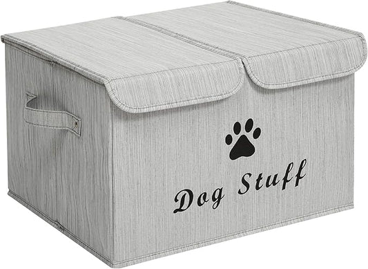 Morezi Dog toy box with lid storage organizer perfect basket for toys living room, playroom, closet, home organization and storage - Bamboo Gray