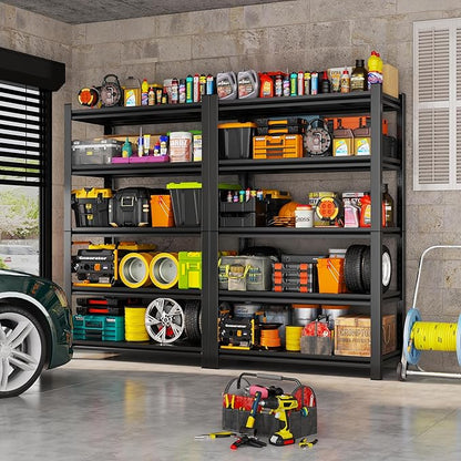 5 Tier Shelving Unit, Heavy Duty Metal Garage Shelves for Storage, Adjustable Standing Shelf Units for Basement Organizer, 24" W x 14" D x 63" H