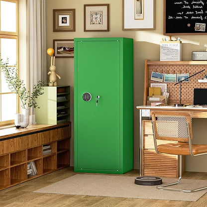 INTERGREAT Green Gun safes,Rifle Safe,Gun Safes for Home Rifle and Pistols, Long Gun Safe for Rifle Shotgun for Home,Quick Access Rifle Safes,Adjustable Shelves, Easy Assemble(8-12 guns)