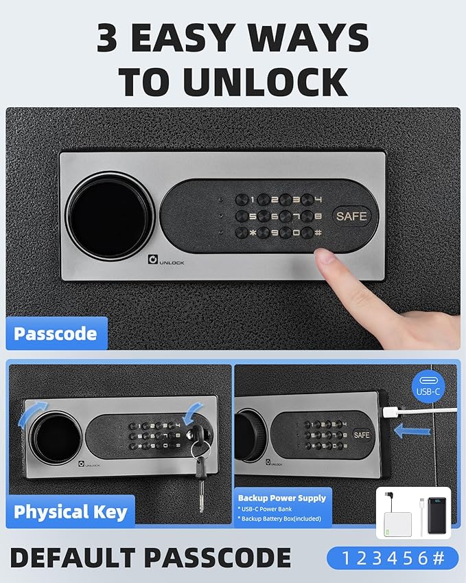 DAYI Hotel Safe, 1.4 Cubic Feet Laptop Closet Safe Box with Digital Keypad for Home Office Documents & Money, Dual Alarm System - D-22