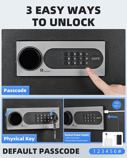 DAYI Hotel Safe, 1.4 Cubic Feet Laptop Closet Safe Box with Digital Keypad for Home Office Documents & Money, Dual Alarm System - D-22