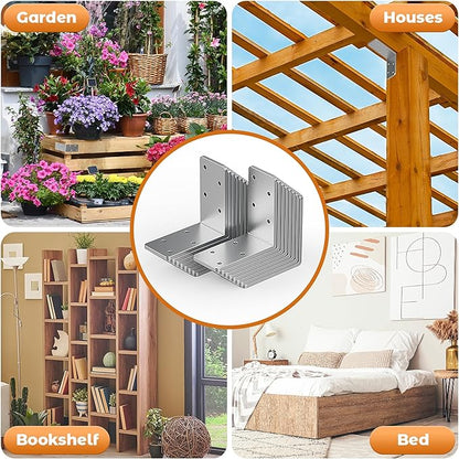 8 Pcs 3"x3" L Brackets Heavy Duty, Galvanized Corner Brace for Wood, Angle Iron with Recessed Holes, 90 Degree Angle Bracket for Floating Shelves, Wood Beams, Furniture, Bed