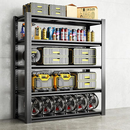 78" H Garage Shelving 3000LBS Heavy Duty Storage Racks, Adjustable 5 Tier Metal Shelves Unit, Industrial Utility Shelves for Workshop, Basement, Home Office 78" H*47.2W*18D