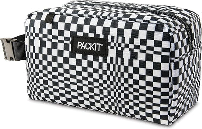 PackIt Freezable Snack Box, Checked Out, Built with EcoFreeze Technology, Collapsible, Reusable, Zip Closure with Buckle Handle, Designed For Work Snacks, Fresh Snacks On the Go, Adults, and All Ages