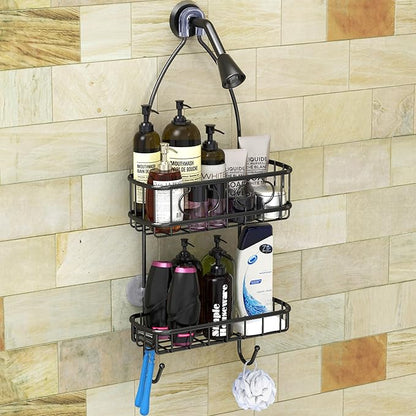 Simple Houseware Bathroom Hanging Shower Head Caddy Organizer, Black (24 x 10.2 x 4.2 inches)
