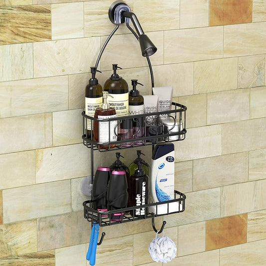 Simple Houseware Bathroom Hanging Shower Head Caddy Organizer, Black (24 x 10.2 x 4.2 inches)