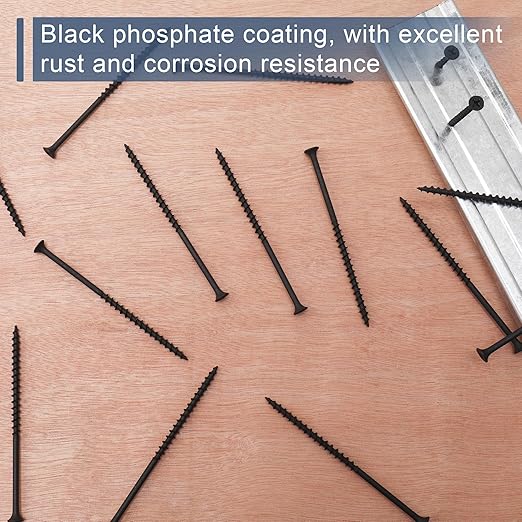 60pcs #10 × 4 inch High Hardness Drywall Screws, Black, Coarse Thread, Phillips Drive, Bugle Head, Black Wood Screws, Long Screws, Wood and More