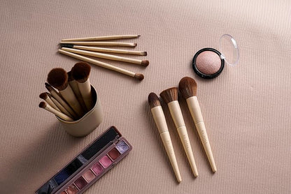 BS-MALL Professional Makeup Brush Set 18 Pcs Premium Synthetic Foundation Powder Concealers Eye Shadows Blush Makeup Brushes with Travel Case (Matte white beige)