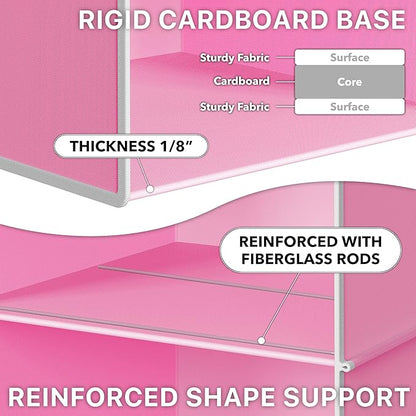 Simple Houseware 3-Shelf Hanging Closet Organizer, Fabric Storage Shelves with 57L Capacity, Pink