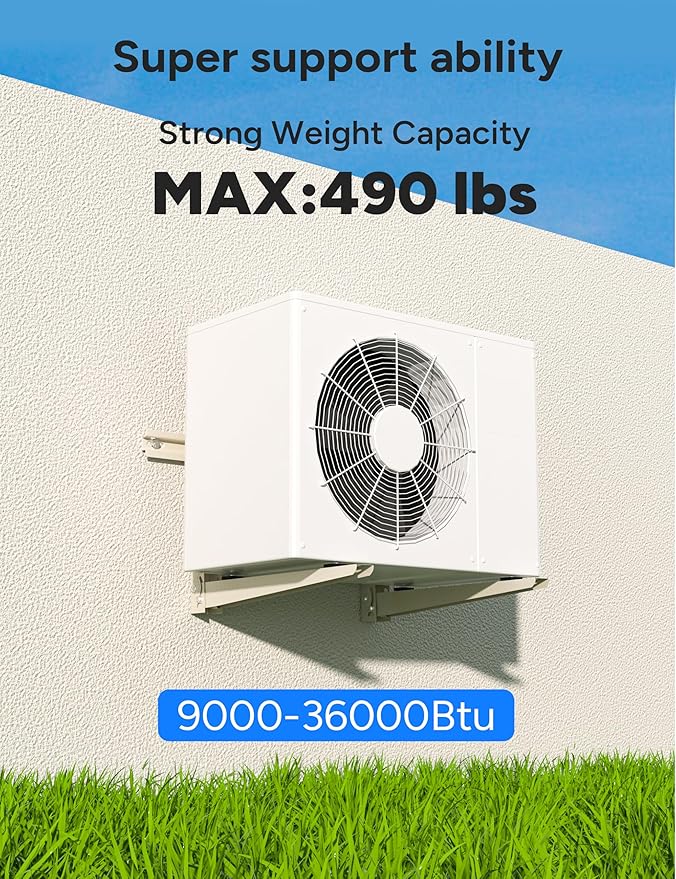 Mini Split Wall Mounting Bracket, Heavy-Duty Wall Bracket for 9000 Btu to 36000 Btu Outdoor Ductless Minisplit Air Conditioner AC Heat Pump Systems, Max 490 Lb Capacity