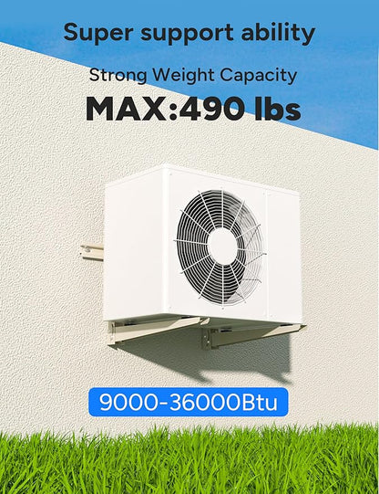 Mini Split Wall Mounting Bracket, Heavy-Duty Wall Bracket for 9000 Btu to 36000 Btu Outdoor Ductless Minisplit Air Conditioner AC Heat Pump Systems, Max 490 Lb Capacity