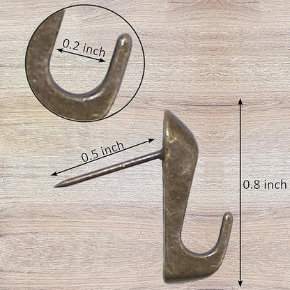 Push Pin Picture Hooks, Push Pin Hangers, Decorative Push Pins for Wall Hanging, Thumb Tacks for Hanging, Bulletin Board Hooks (Bronze)