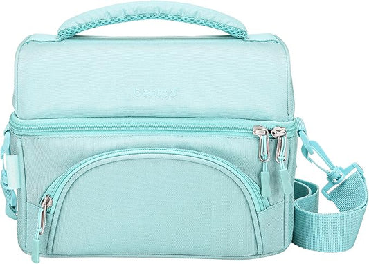 Bentgo Deluxe Lunch Bag - Durable and Insulated Lunch Tote with Zippered Outer Pocket, Internal Mesh Pocket, Padded & Adjustable Straps, & 2-Way Zippers - Fits Most Lunch Boxes (Coastal Aqua)