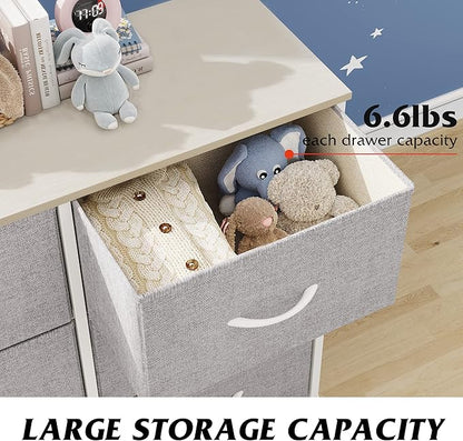 WLIVE Fabric Dresser for Bedroom, 6 Drawer Double Dresser, Closet Dresser with Fabric Bins, Chest of Drawers for Closet, Living Room, Hallway, Light Grey