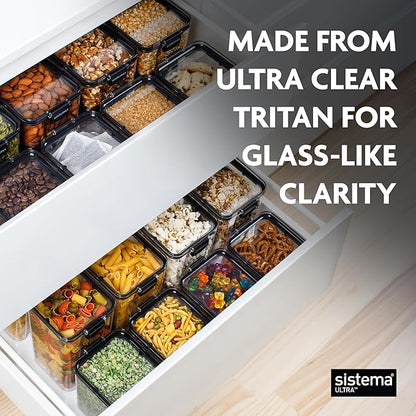 Ultra Collection Square Food Storage Container, 15.5 oz./0.5 L, Clear/Black