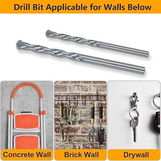 KURUI Wall Anchors and Screws Assortment Kit With Concrete Drill Bit, Conical Wall Anchors for Concrete Drywall, 200PCs Masonry Anchors for Outdoor Hanging, 100 Brick Anchors and 100 Galvanized Screws