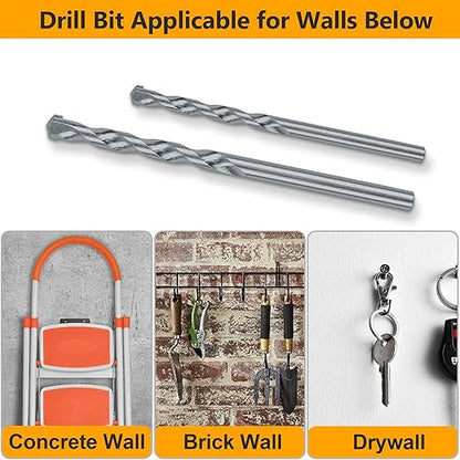 KURUI Wall Anchors and Screws Assortment Kit With Concrete Drill Bit, Conical Wall Anchors for Concrete Drywall, 200PCs Masonry Anchors for Outdoor Hanging, 100 Brick Anchors and 100 Galvanized Screws