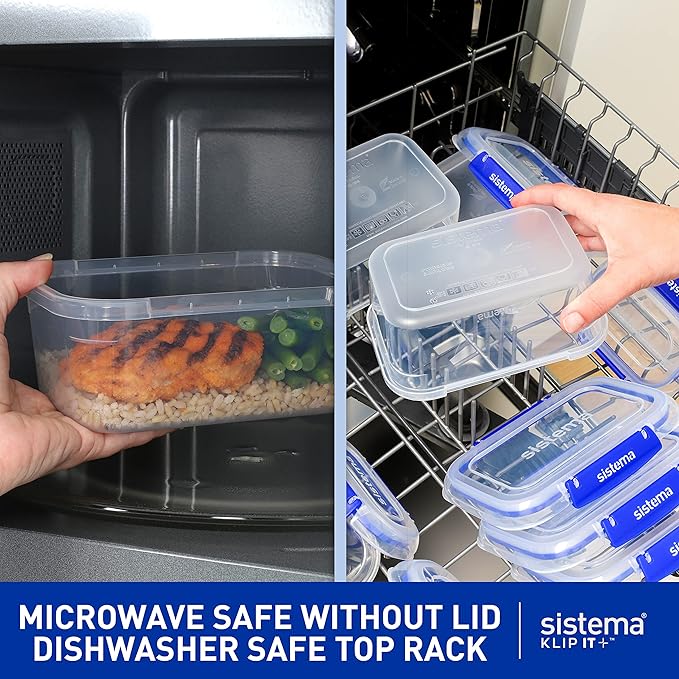 Sistema KLIP IT PLUS Food Storage Containers | 7.5 L Rectangle | Stackable & Airtight Fridge/Freezer Food Box with Lid | BPA-Free Plastic