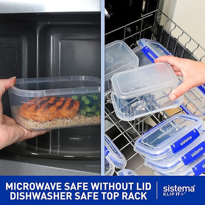 Sistema KLIP IT PLUS Food Storage Containers | 7.5 L Rectangle | Stackable & Airtight Fridge/Freezer Food Box with Lid | BPA-Free Plastic