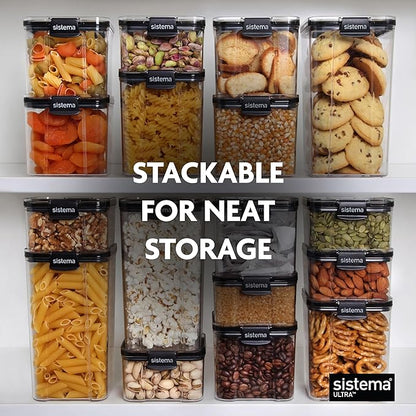 Ultra Collection Square Food Storage Container, 15.5 oz./0.5 L, Clear/Black