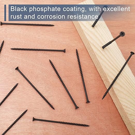 50pcs #10 × 4-1/2 inch High Hardness Drywall Screws, Black, Coarse Thread, Phillips Drive, Bugle Head, Black Wood Screws, Long Screws, Wood and More