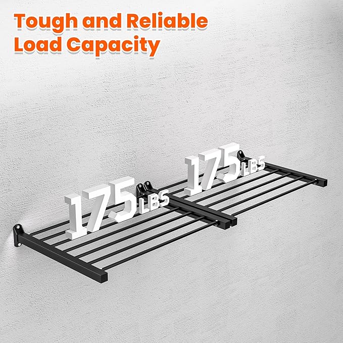 Ultrawall Garage Wall Shelves 33in x 24in, Heavy Duty Wall Mounted Storage Shelves for Storage Bins, Holds Up to 350Lbs, 2 Pack, Black