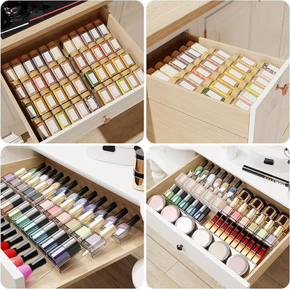 Spice Drawer Organizer, 4 Tier Clear Acrylic Expandable From 13" to 26" Seasoning Jars Drawer Insert, Kitchen Drawer Spice Rack Tray for Cabinet/Countertop