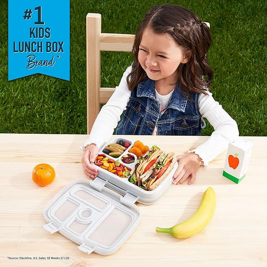 Bentgo Kids 5-Compartment Lunch Box - Glitter Design for School, Ideal for Ages 3-7, Leak-Proof, Drop-Proof, Dishwasher Safe, & Made with PFAS & BPA-Free Materials (Glitter Edition - Silver)