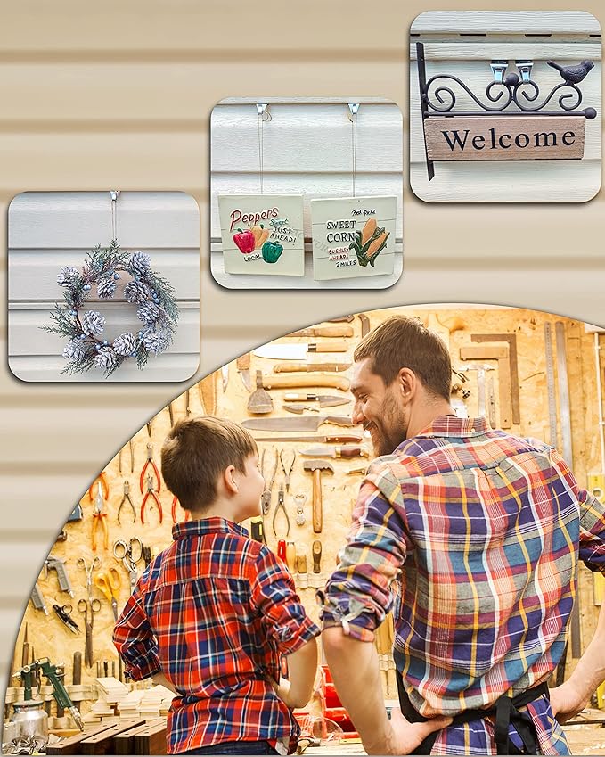 NACETURE Vinyl Siding Hooks 20 Pack Heavy Duty Siding Clips Vinyl Siding Hanger for Hanging on Patio, No Hole Need Command Outdoor Hook Hang to Decor Wreath Things | Heavy Duty, for Hanging Decor, No Hole Needed