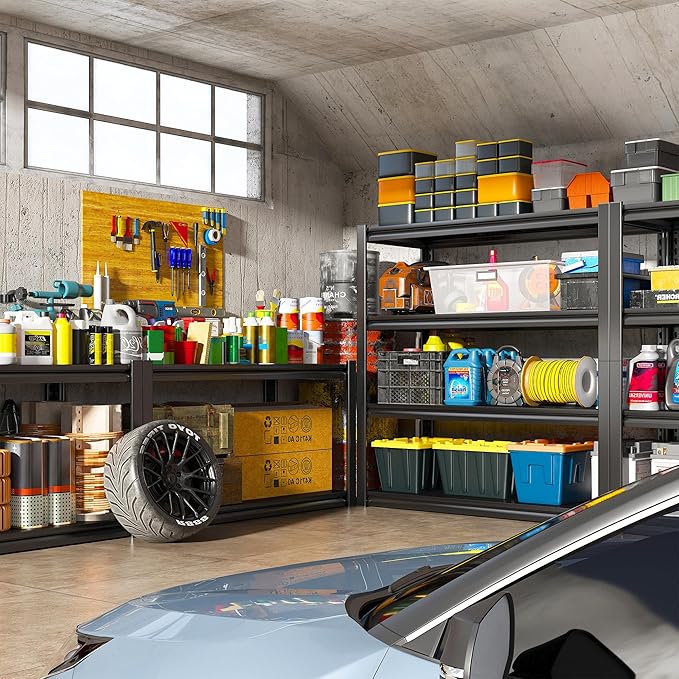 Raybee 40" W Garage Shelving 2000 LBS Storage Shelves 4 Tier Heavy Duty Shelving Adjustable Metal Shelves for Garage,Basement, Warehouse, 40" W x19 D x57 H, 2 Pack