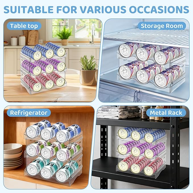 Cat Food Can Organizer, 3-Layer Clear Acrylic Cat Food Storage Rack, Acrylic Can Organizer for Pantry, Canned Food Organizer Holds 45 (3oz) Cans, Pantry can Organizer