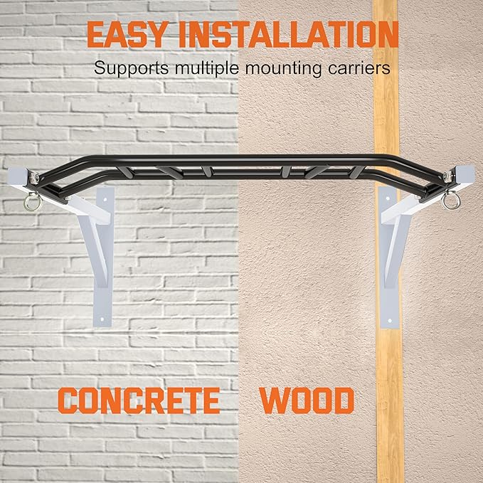 Upgrade Pull Up Bar Wall Mounted,Heavy Duty Multi Grip Chin Up Bar for Strength Training, 600 lbs Capacity, Durable Steel Construction, Perfect for Home and Garage Workouts