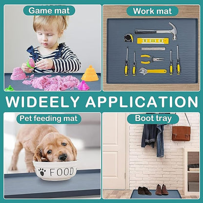 URMONA Waterproof Silicone Under Sink Mat 19'' x 12'' Shelf Liner for Kitchen and Bathroom, Cabinet and Counter Protector, Storage and Organizers, Litter Mat, Pet Cat Puppy Essentials(Navy)