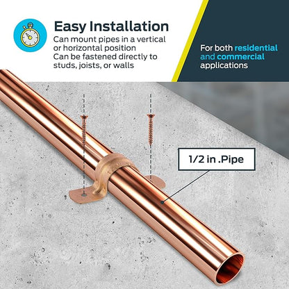 HoldRite 1/2 Inch Copper 2-Hole Strap, 50 Pack, Pipe Support, CPS05050