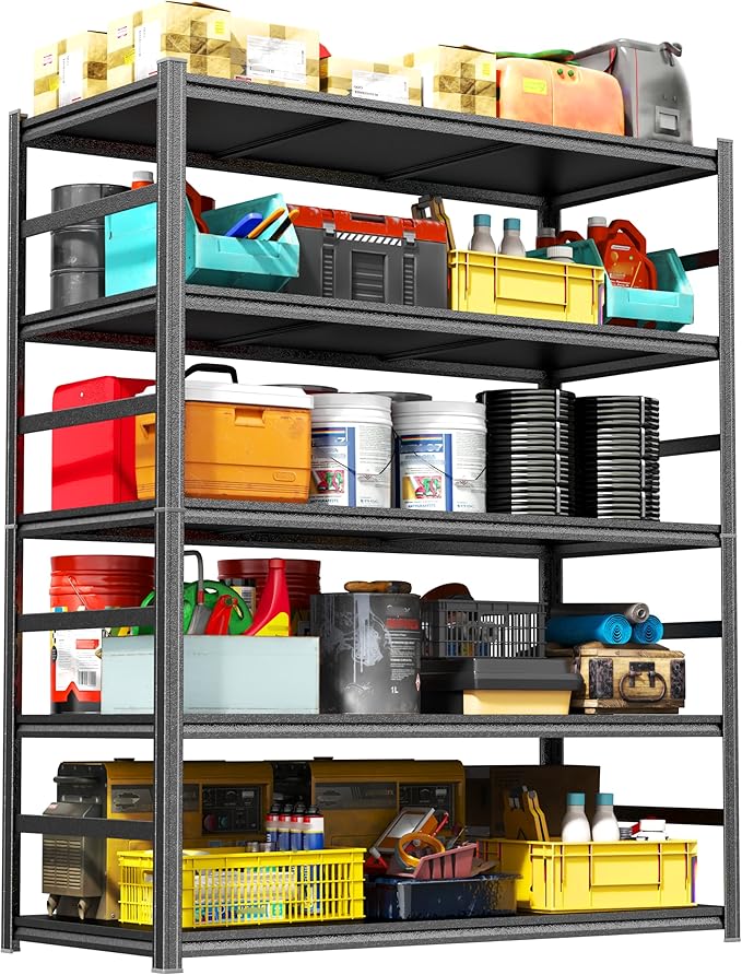 88"H Garage Shelving Heavy Duty 3000LBS Storage Shelves Metal Shelving Unit 5 Tier Adjustable Storage Rack and Shelving for Basement, Warehouse, Pantry, Closet, Kitchen 47.2"W × 23.6"D × 88"H