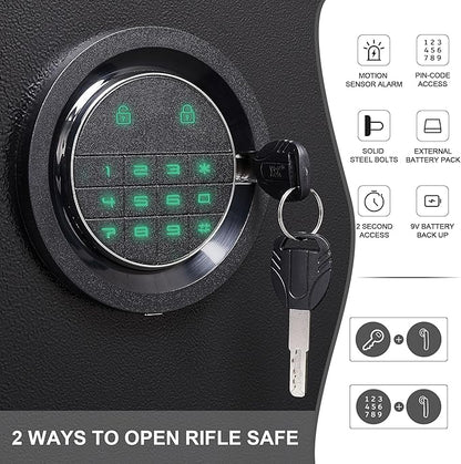 5 Gun Safe Rifle, Long Gun Cabinet for Home Rifle and Pistols, Gun Locker & Cabinets with Drawer and Removable Shelf, Cabinet with Alarm System, Rifle Safe with LED Light