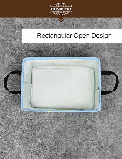 HUNRUNG Rectangle Storage Basket Cute Canvas Organizer Bin for Pet/Children Toys, Books, Clothes Perfect for Rooms/Playroom(Rabbit Easter Egg)