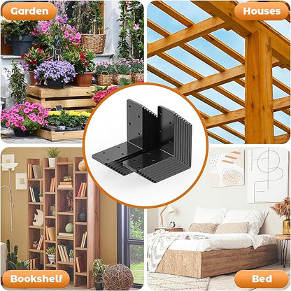 16 Pcs 3"x3" L Brackets Heavy Duty, Galvanized Corner Brace for Wood, Angle Iron with Recessed Holes, 90 Degree Angle Bracket for Floating Shelves, Wood Beams, Furniture, Bed