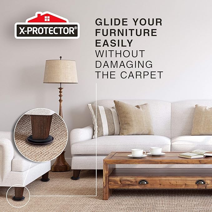 Furniture Sliders for Carpet X-PROTECTOR - 8 PCS Best Heavy Moving Pads 3 1/2" - Sliders for Furniture. Move Your Furniture Easy with Reusable Furniture Movers Sliders for Carpets!