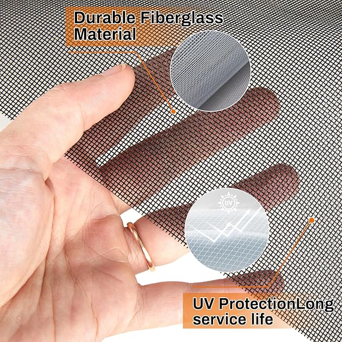 Window Screen Replacement Kit Width:48in Length:158 Fiberglass|Includes Full Set of Tools | Suitable for Windows, Screen Doors, and Courtyards | UV Resistant and Durable | Easy to Install